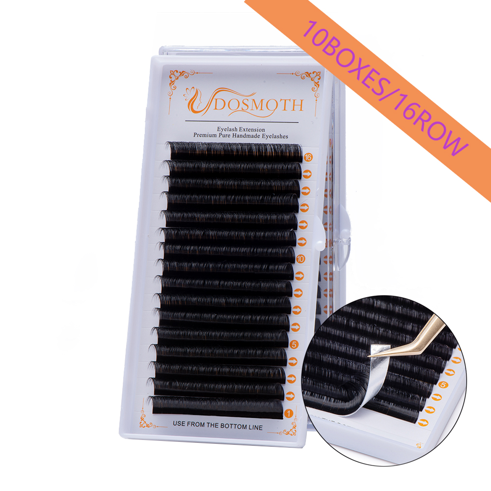Eyelash Extension Human Hair - DOSMOTH 10 caixas 16 linhas 7-16mm