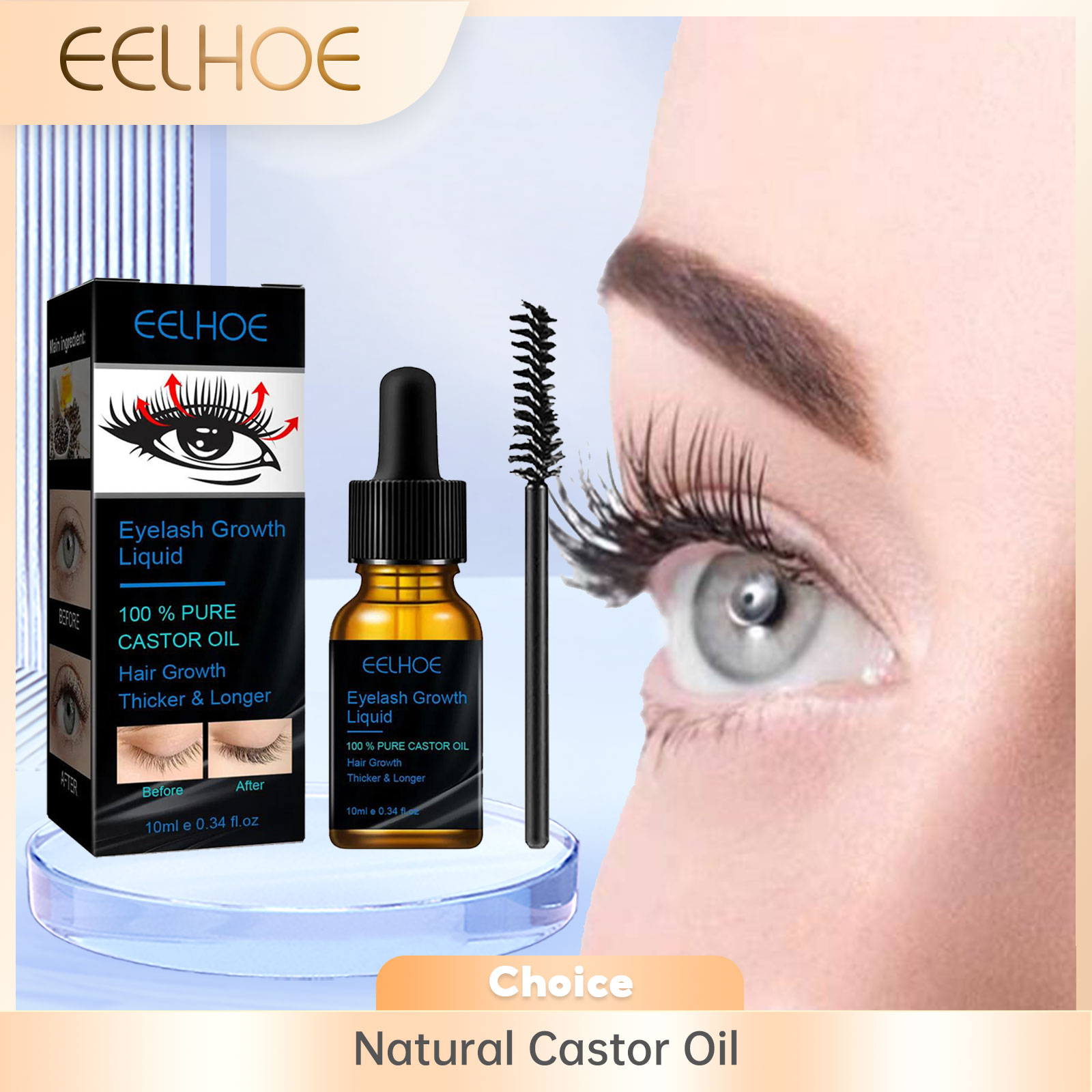 Eyelash Extension Human Hair - Sérum de Crescimento de Cílios com